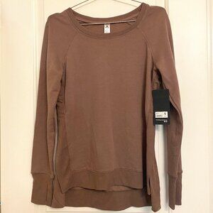 NWT Women's 90 Degree By Reflex Raglan Sleeve S Crewneck Fleece Tunic Sweatshirt